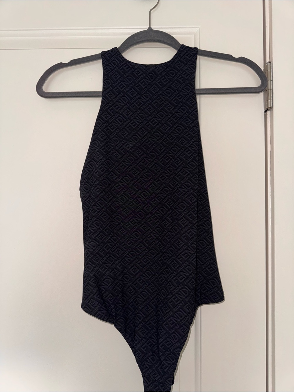 Fendi Black Logo-Pattern High Neck Bodysuit